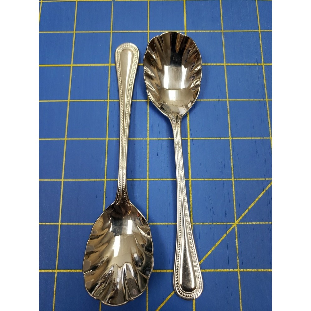 Lot of 2 Cuisinart Sugar Shell Spoon 18/10 Stainless Beaded Edge 6 Inches